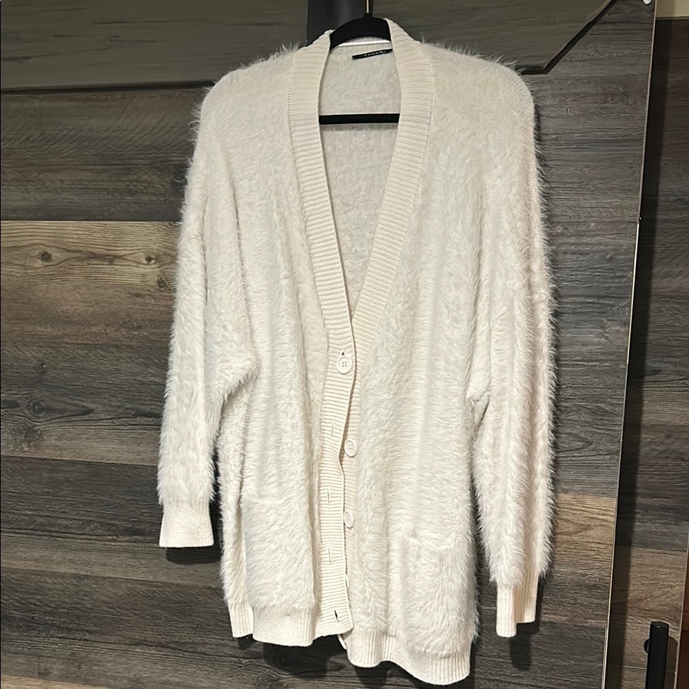 Cozy White Fuzzy Cardigan
